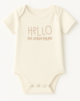 Hello I'm New Here Clay Organic Cotton Baby Bodysuit Short Sleeve