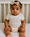 Hello I'm New Here Clay Organic Cotton Baby Bodysuit Short Sleeve