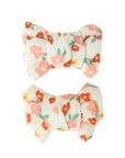 Pigtail Bow Hair Clips Set of 2 Sunset Meadow Organic Cotton