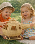 Rattan Toy Helicopter – Handcrafted Boho Pretend Play Toy for Kids | Montessori Airplane Nursery Decor