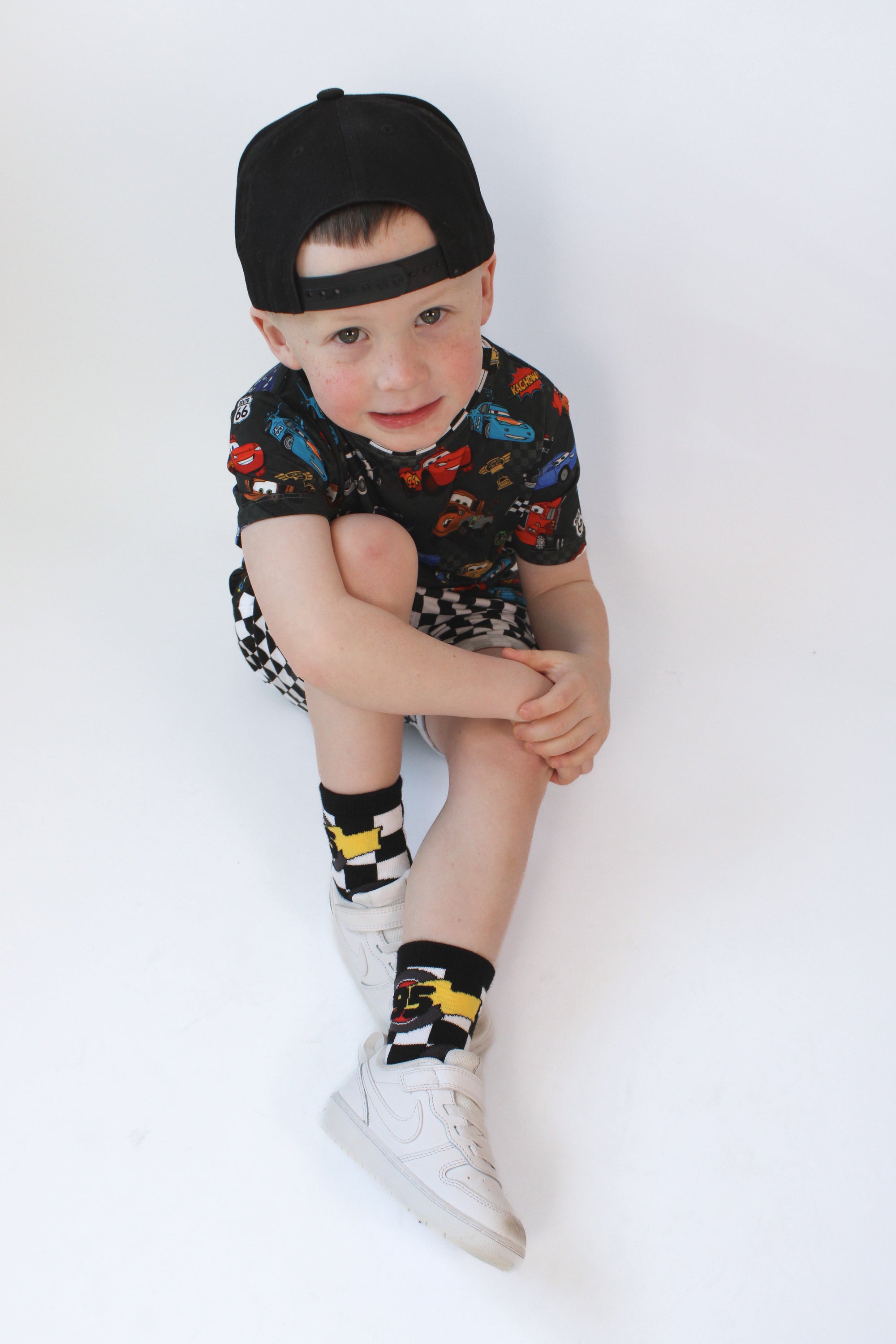 Kachow V2 Kids and Family Socks | Graphic Checker Crew Socks