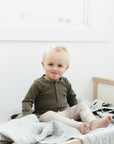 Winter Green Organic Snap Long Sleeve Ribbed Bodysuit