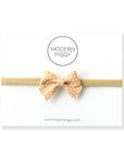 Peach Polka | Leather Baby Bow