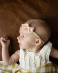 Peach Polka | Leather Baby Bow