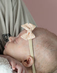 Peach Polka | Leather Baby Bow