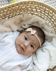 Peach Polka | Leather Baby Bow