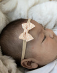 Peach Polka | Leather Baby Bow