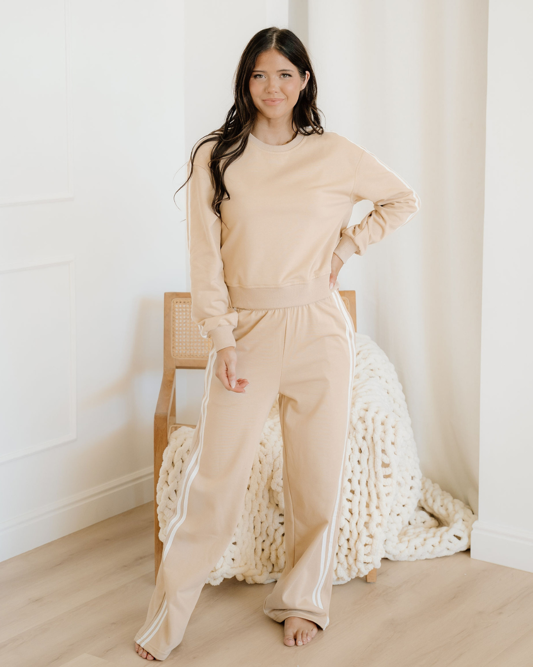 Varsity Stripe Crewneck &amp; Sweatpants Set