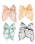 Fable Bow Hair Clip Fern Plaid Organic Cotton Bow