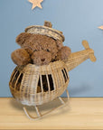 Rattan Toy Helicopter – Handcrafted Boho Pretend Play Toy for Kids | Montessori Airplane Nursery Decor