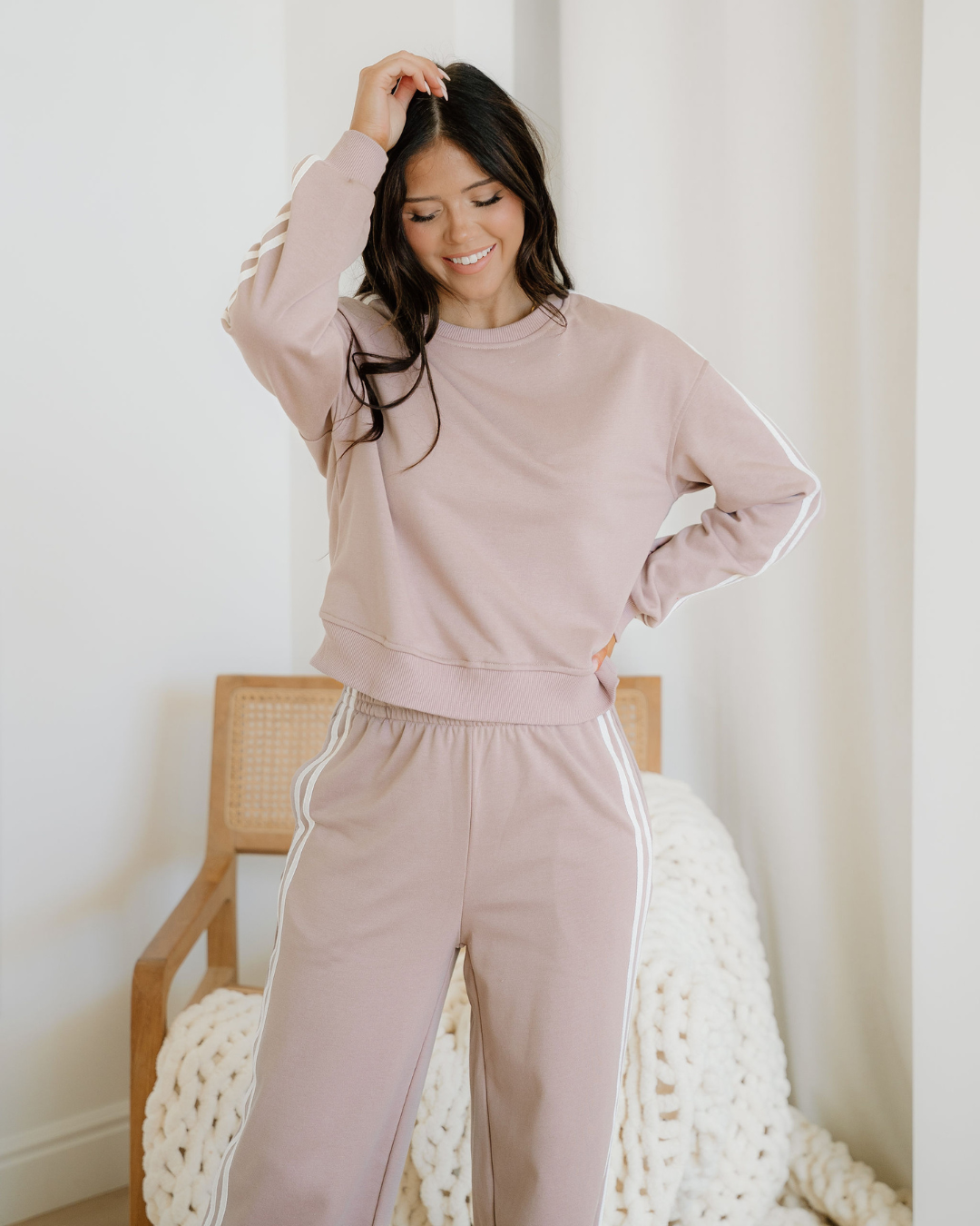 Varsity Stripe Crewneck &amp; Sweatpants Set