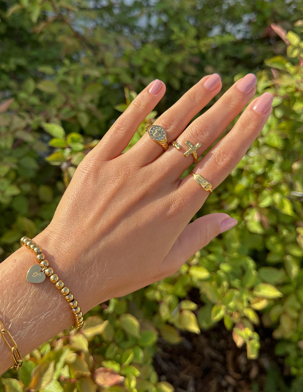 Kingdom Gold-Tone Cross Signet Ring