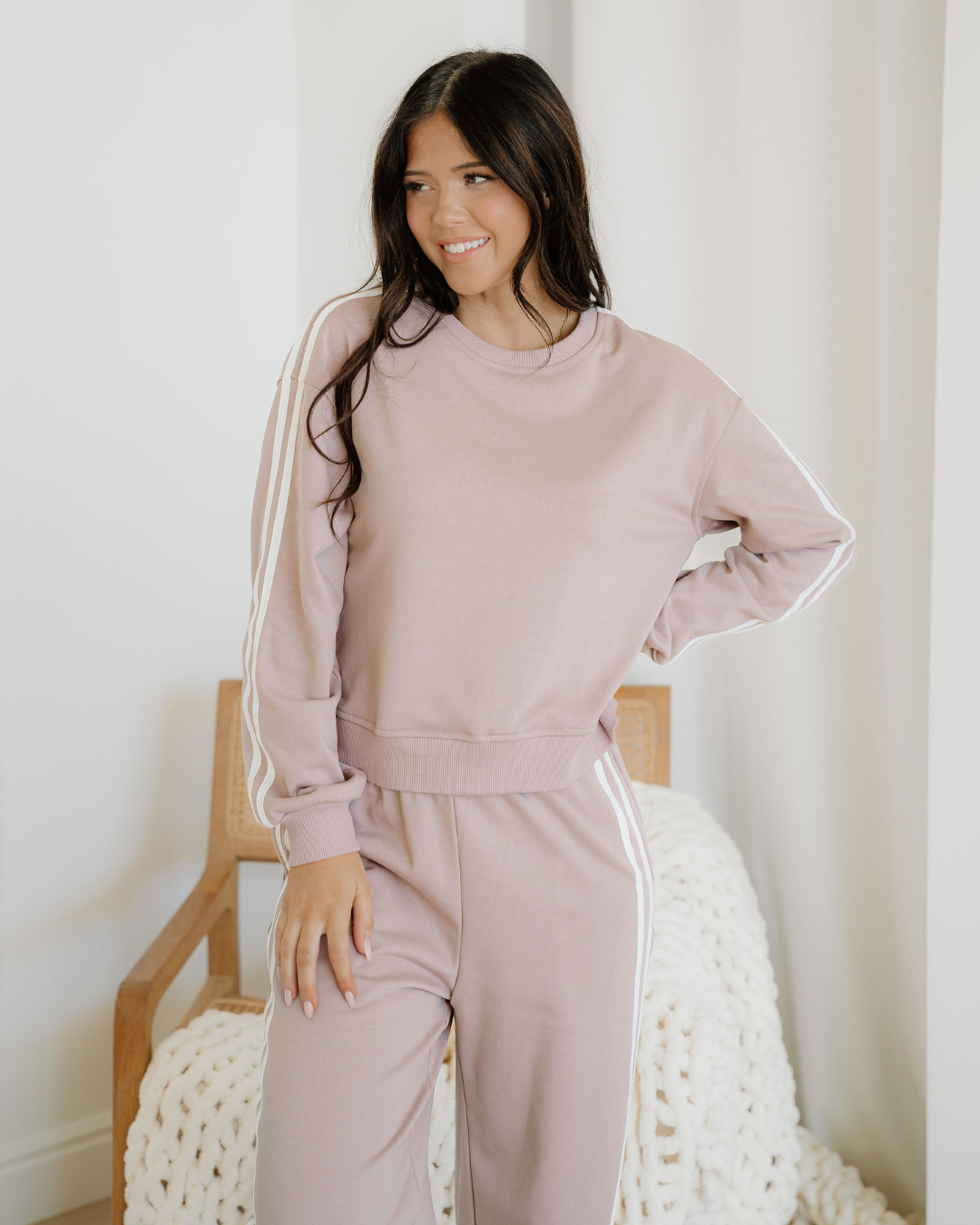 Varsity Stripe Crewneck &amp; Sweatpants Set