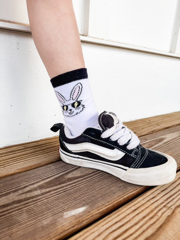 Rad Bunny with Pink Bunny Foot Crew Socks