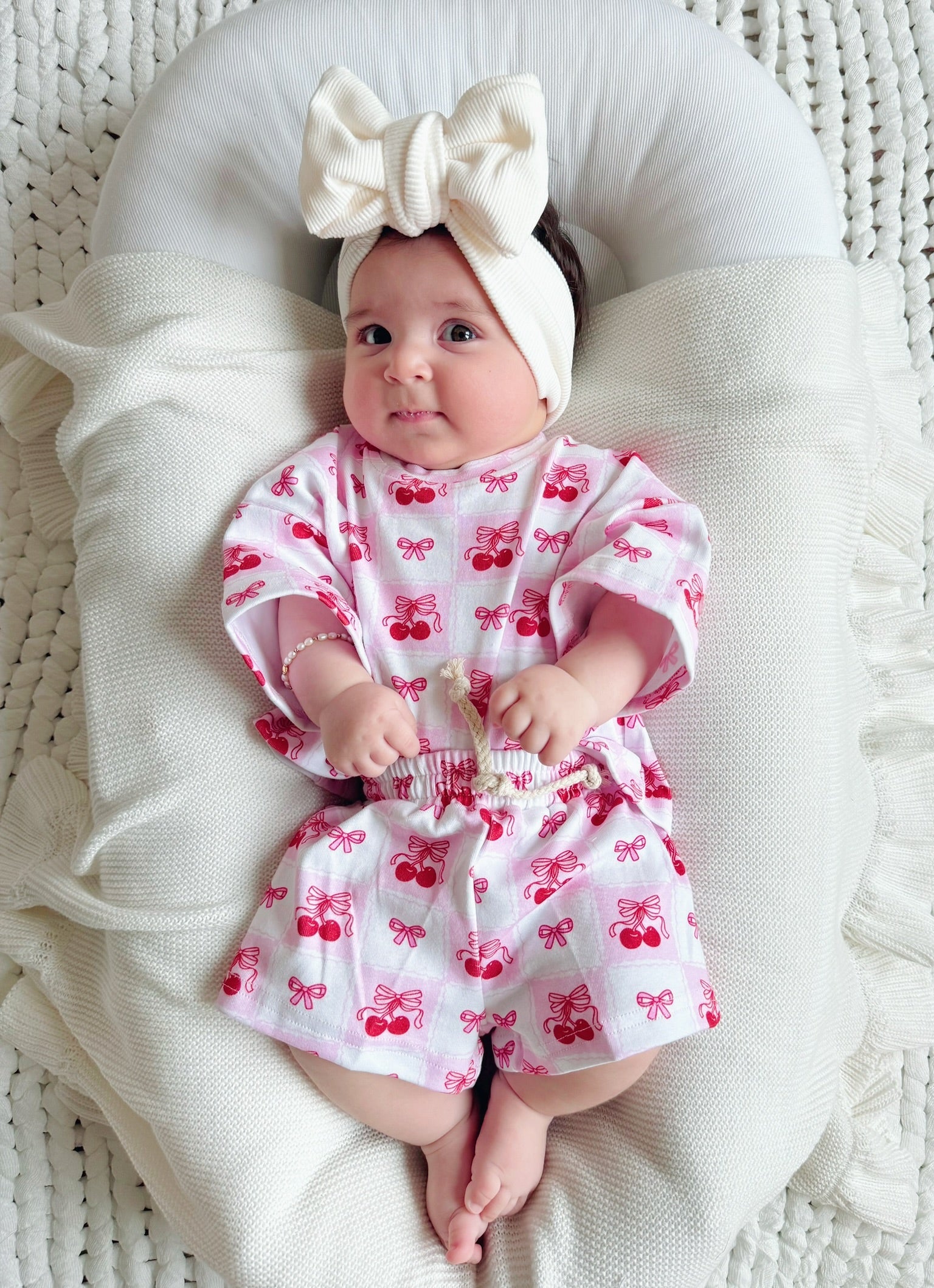 Checkered Cherry Kids Shorts Set Cotton Two Piece Outfit
