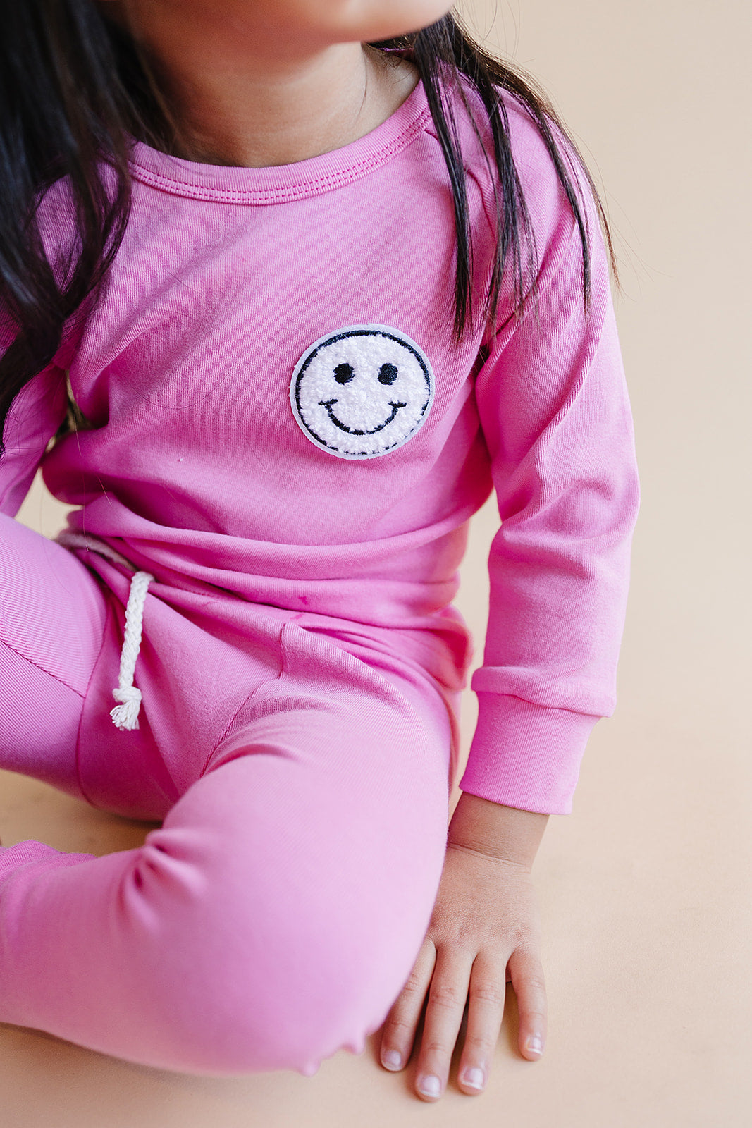 Smiley Patch Lounge Set for Kids | Bubble Gum Pink