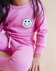 Smiley Patch Lounge Set for Kids | Bubble Gum Pink