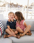 Red Stripe Knit Short Tank Set