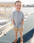 Blue Checkered Linen Button Up Shirt