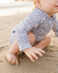 Blue Beach Long Sleeve Baby Swim Set | UPF 50 Two Piece Rash Guard Set