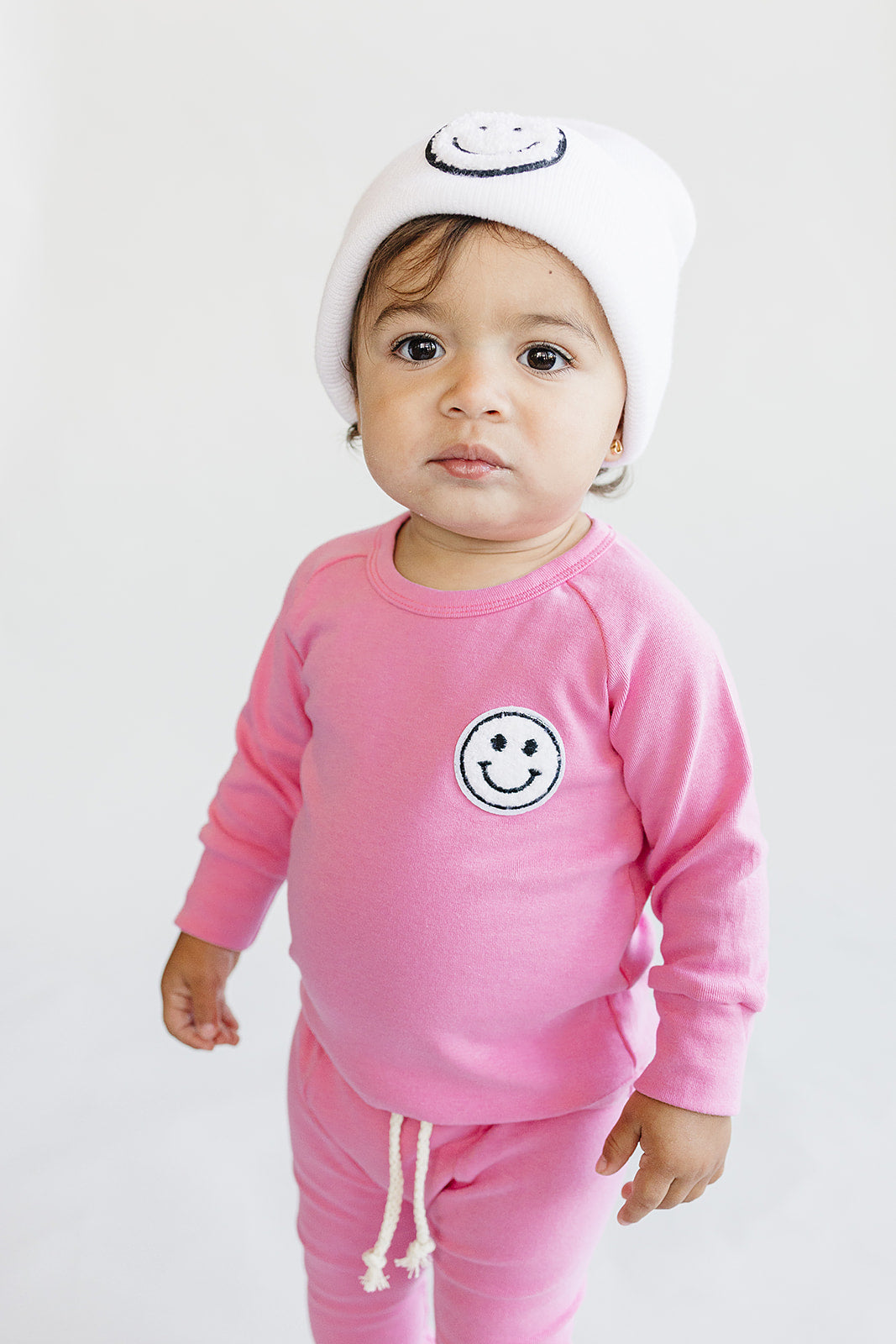 Smiley Patch Lounge Set for Kids | Bubble Gum Pink