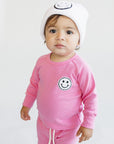Smiley Patch Lounge Set for Kids | Bubble Gum Pink