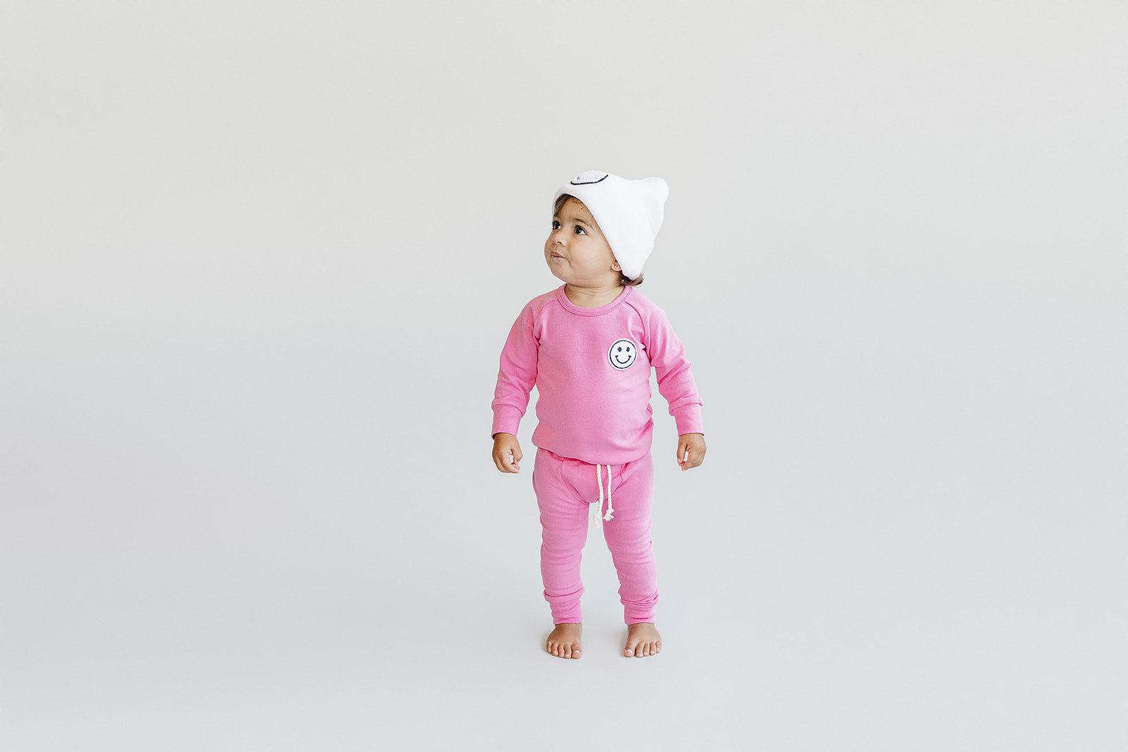 Smiley Patch Lounge Set for Kids | Bubble Gum Pink