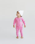 Smiley Patch Lounge Set for Kids | Bubble Gum Pink