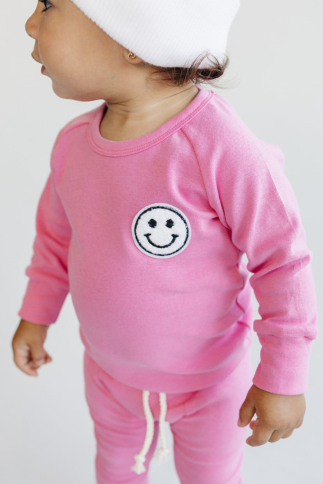 Smiley Patch Lounge Set for Kids | Bubble Gum Pink