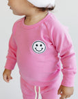 Smiley Patch Lounge Set for Kids | Bubble Gum Pink
