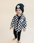 Cotton Shacket | Smiley Checkered Black