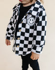 Cotton Shacket | Smiley Checkered Black