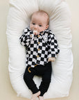 Cotton Shacket | Smiley Checkered Black