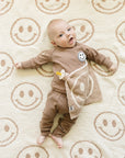 Smiley Fuzzy Blanket | Latte