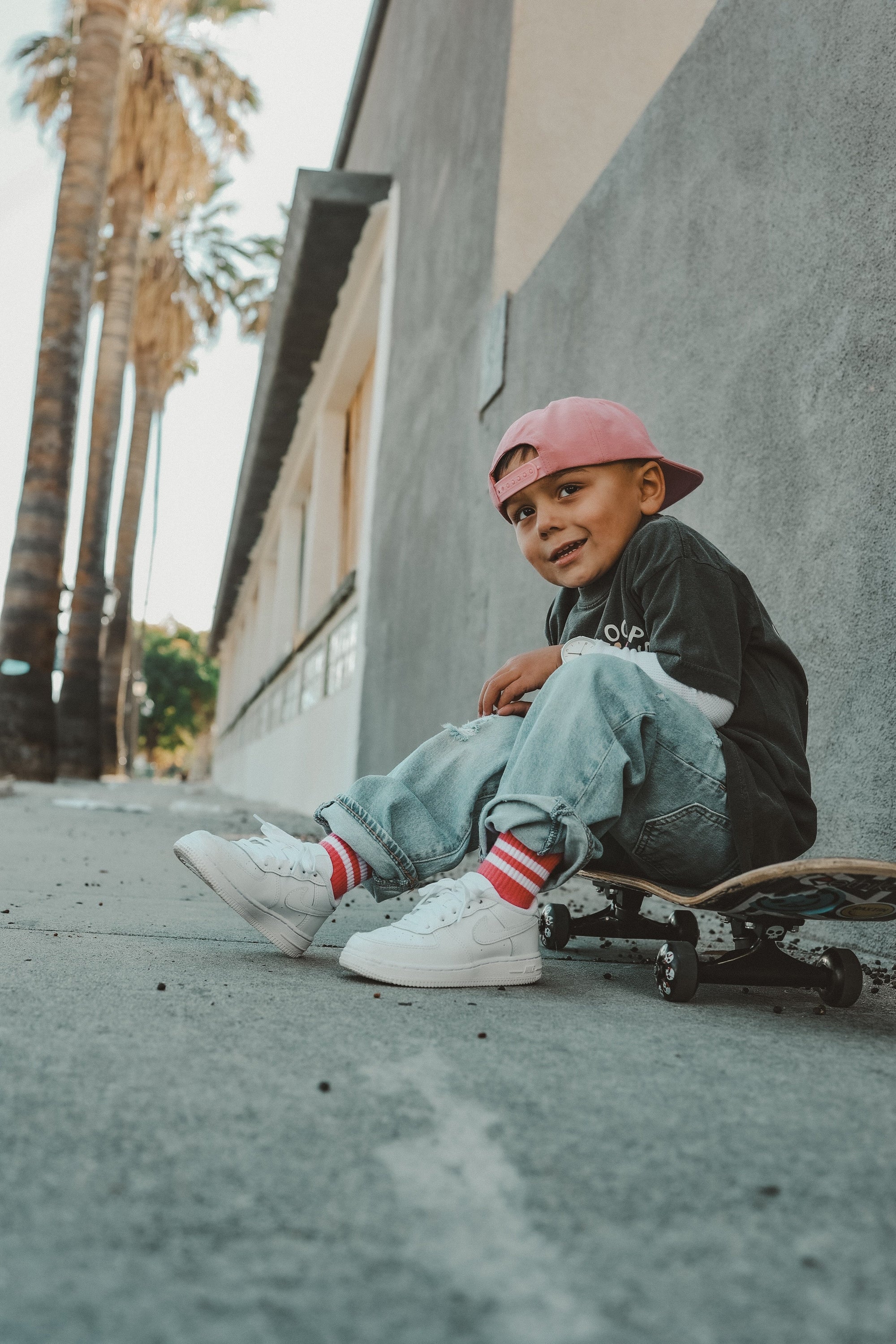 Paige Kids and Family Socks | Pink Stripe Everyday Crew Socks