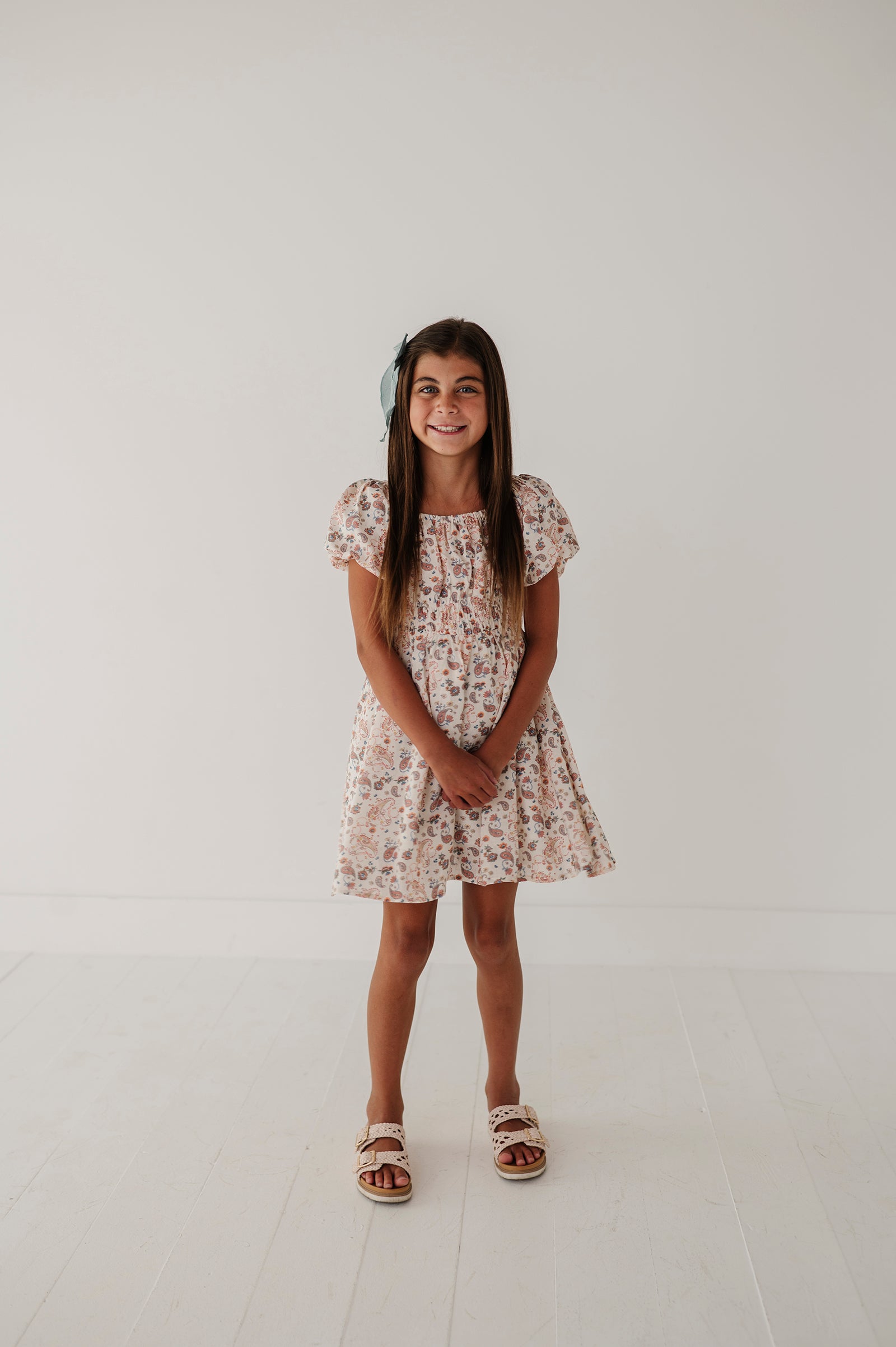 Children Girl Peasant Bubble Sleeve Dress