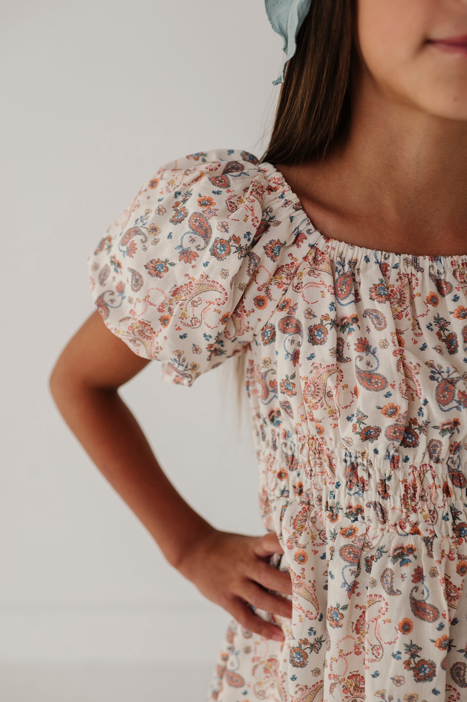 Children Girl Peasant Bubble Sleeve Dress