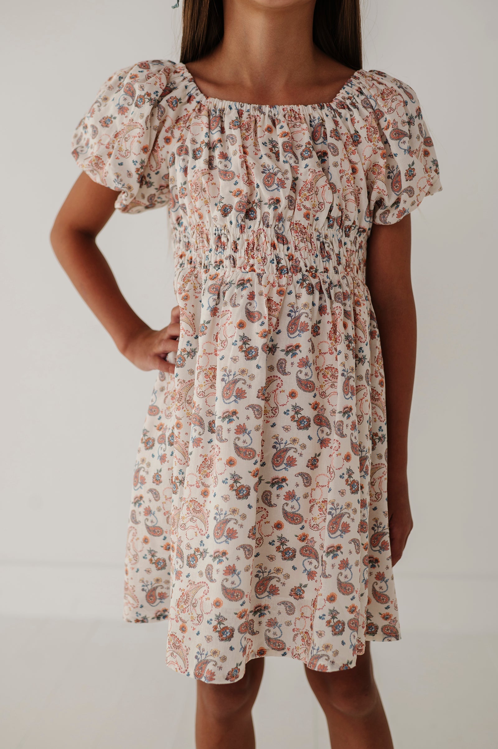 Children Girl Peasant Bubble Sleeve Dress