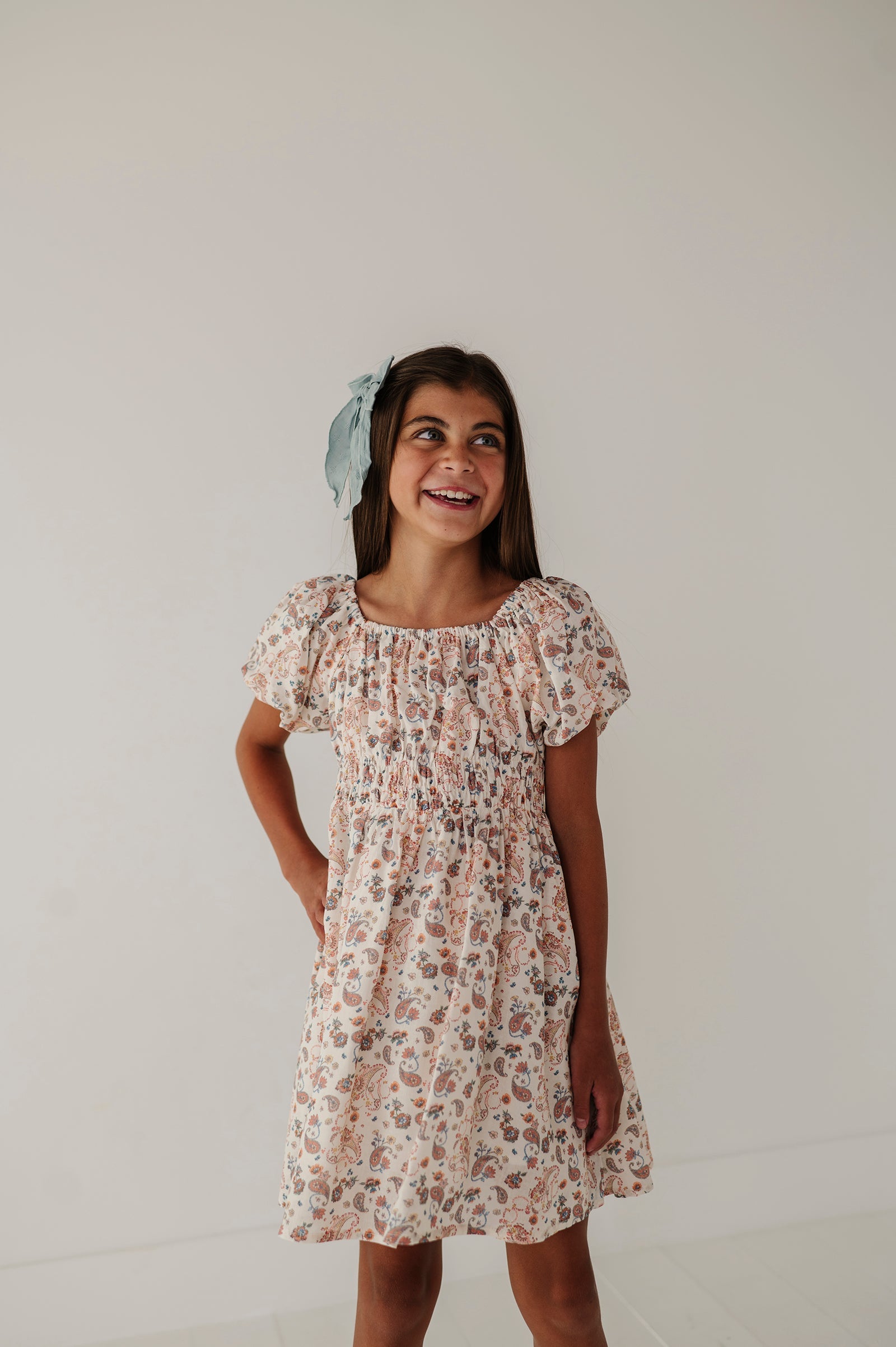 Children Girl Peasant Bubble Sleeve Dress