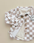 Cotton Shacket | Smiley Checkered Latte