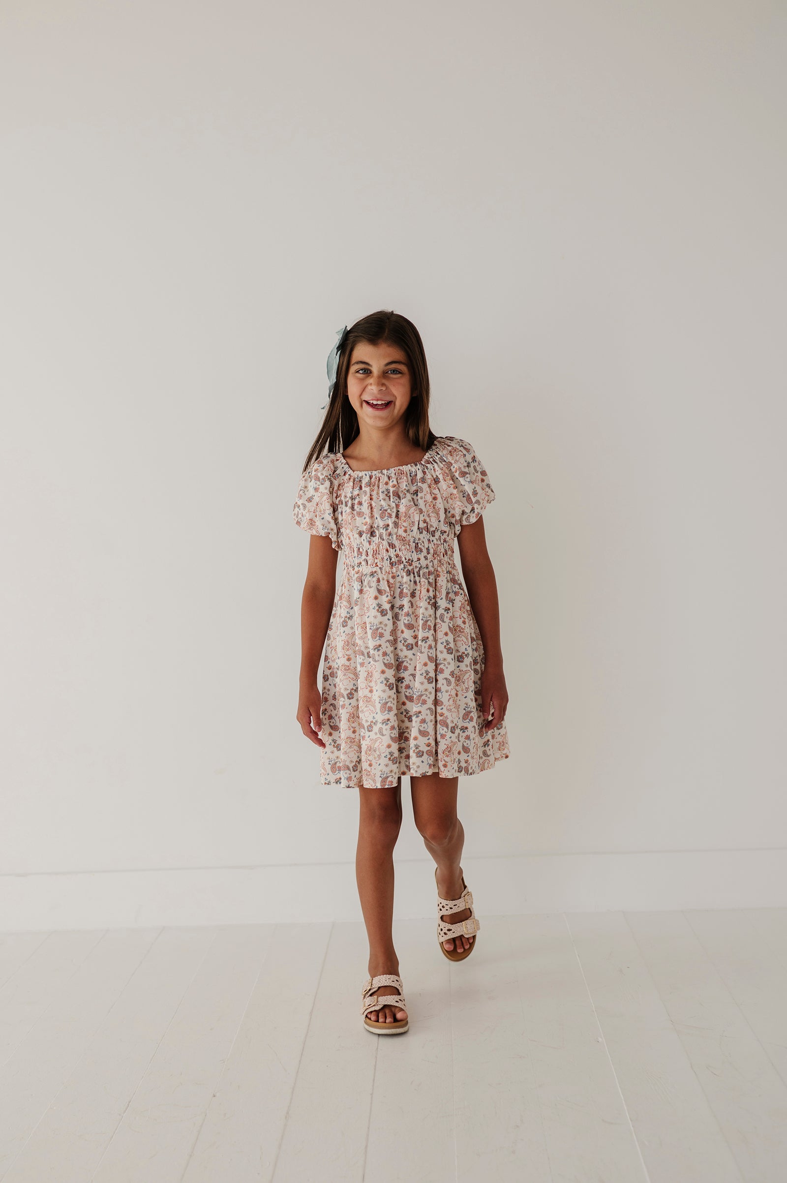 Children Girl Peasant Bubble Sleeve Dress