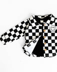 Cotton Shacket | Smiley Checkered Black