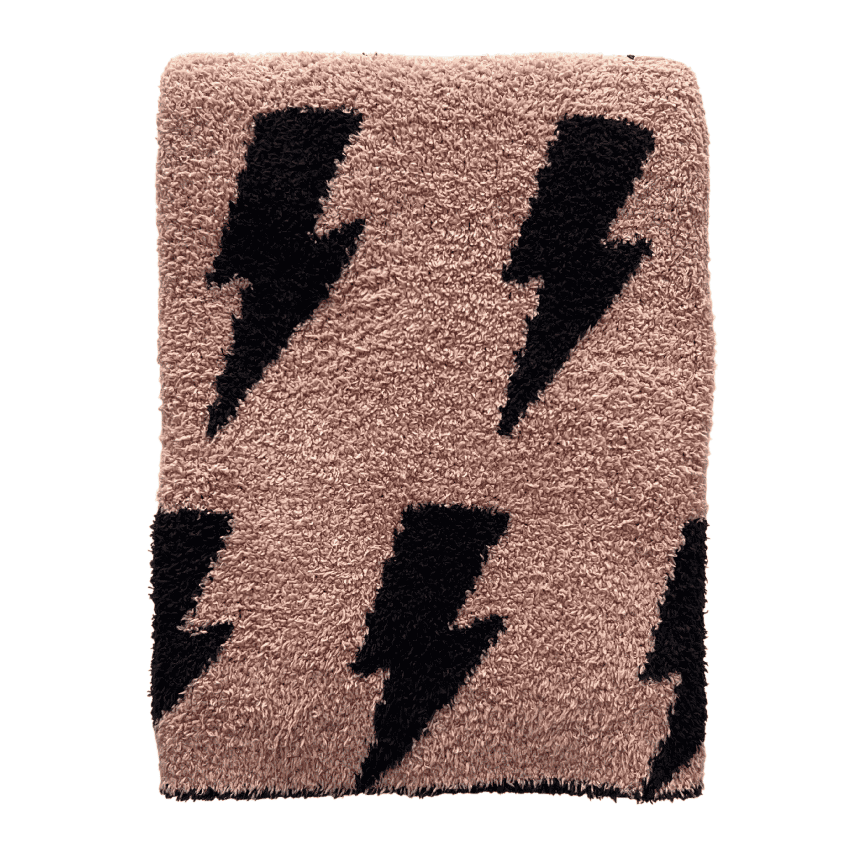 Folded towel with black lightning bolt pattern on a light brown background