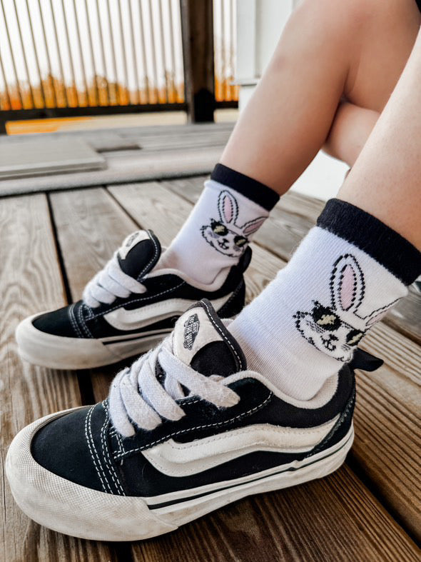 Rad Bunny with Pink Bunny Foot Crew Socks