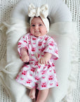 Checkered Cherry Kids Shorts Set Cotton Two Piece Outfit
