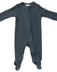 Charcoal Organic Cotton Ribbed Zipper
