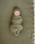 Olive Bamboo Stretch Crib Sheet
