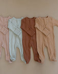 Pale Pink Organic Cotton Ribbed Zipper