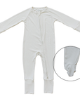 Cream Ribbed Bamboo Zipper