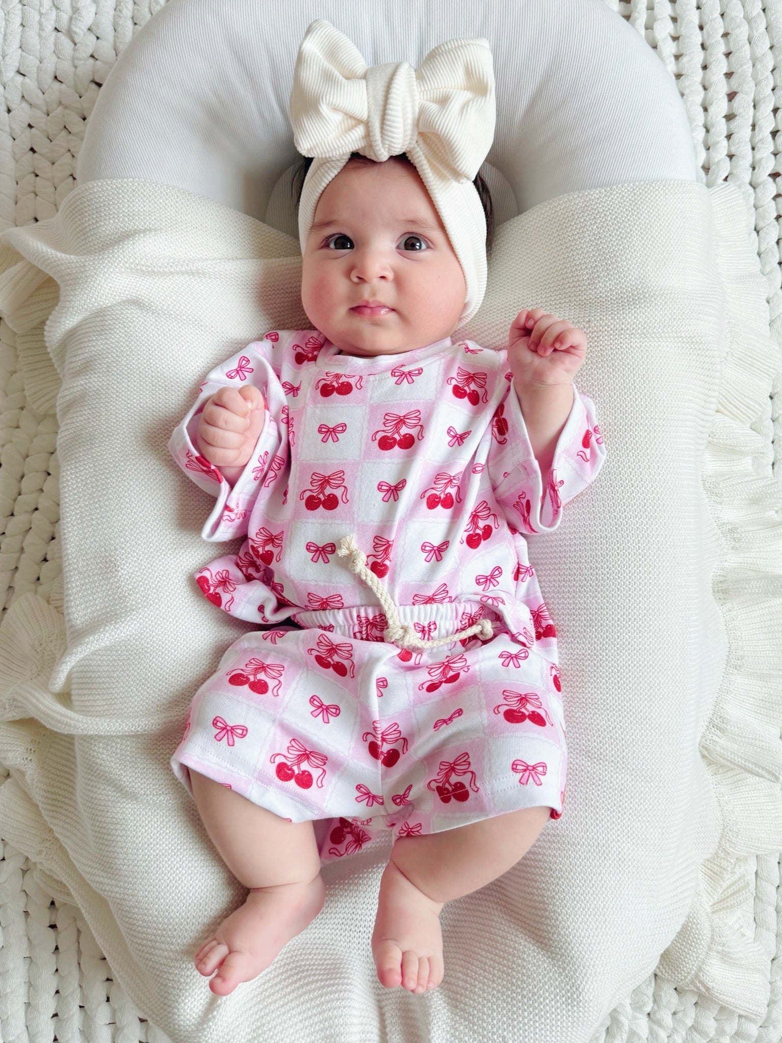 Checkered Cherry Kids Shorts Set Cotton Two Piece Outfit